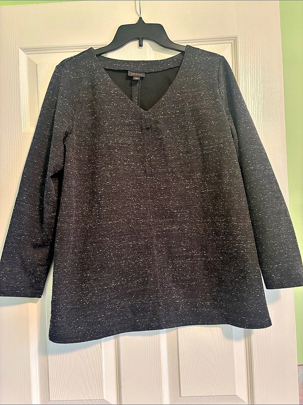 j. Jill Collection Speckled Long Sleeve Top in Black Size Medium